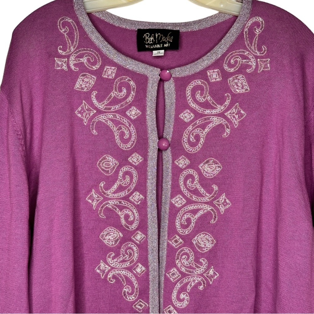 Bob Mackie Wearable Art Cardigan Sweater - image 2